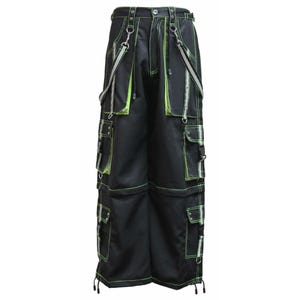 Cyber Goth Cargo Pants: Neon Green Techwear with Chains