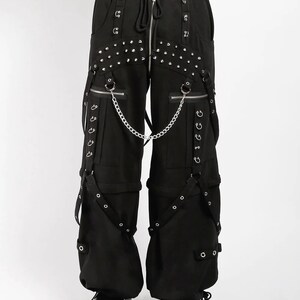 Unisex Gothic Techwear Pants: Convertible Studded Chains, Wide Leg