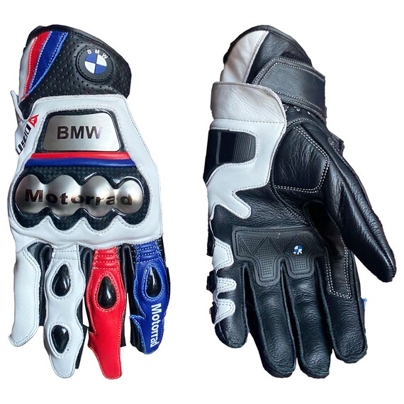 BMW Motorrad レザーレーシンググローブ：レッド、ブルー、ホワイト