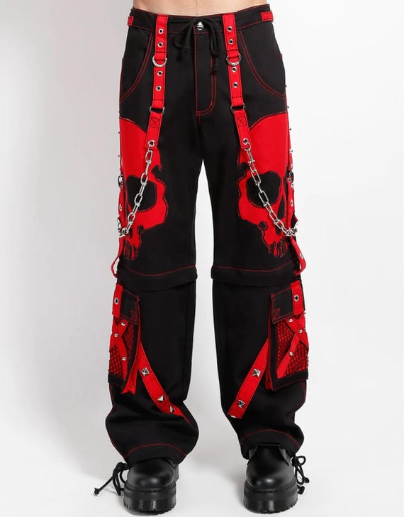 Gothic Skull Zip-off Cargo Pants: Cyberpunk Rave Convertible