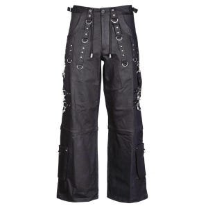 MIKAWIM Black Gothic Bondage Pants for Men – Techwear Cyberpunk Streetwear Trousers with Chains, Straps & D-Ring Detailing