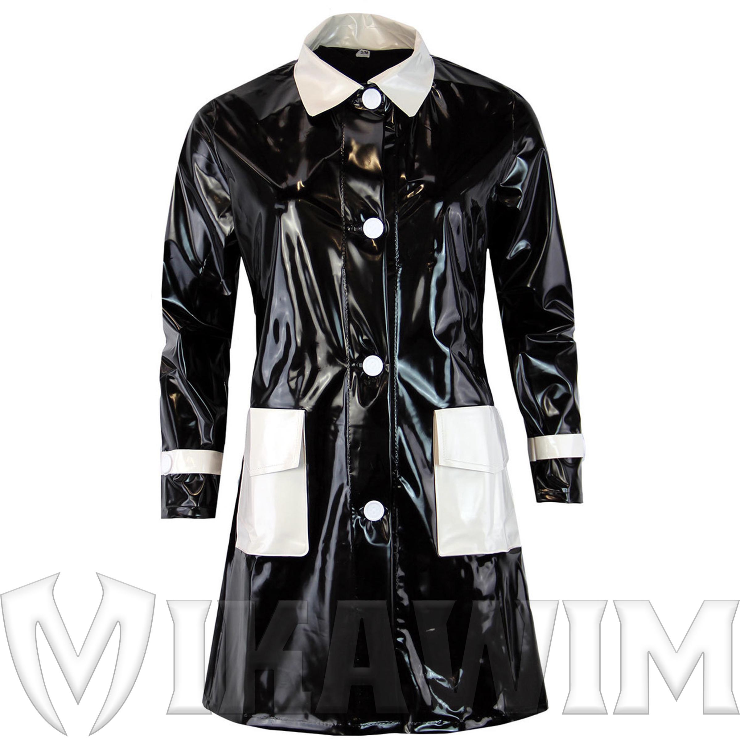 Pvc Long Jacket Womens Black Shiny PVC Long Jacket Stand Collar Patent Leather Coat ...