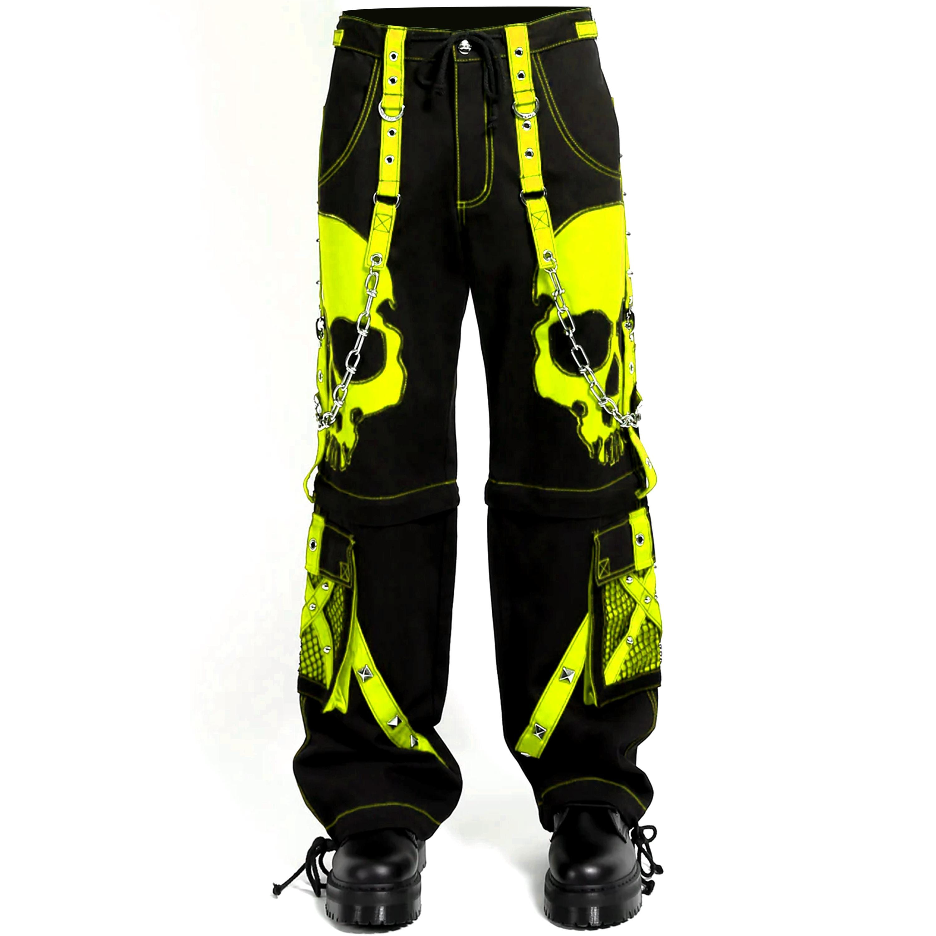 Gothic Skull Zip-off Cargo Pants: Cyberpunk Rave Convertible