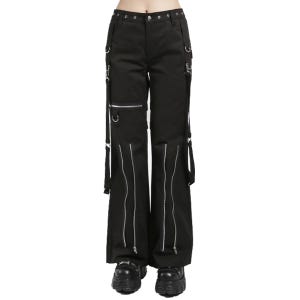 MIKAWIM unisex gothic black bondage pants with zippers chains and straps cyberpunk techwear streetwear punk cargo trousers