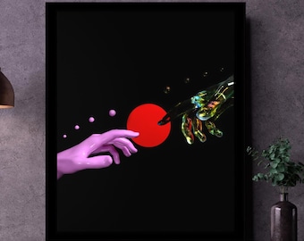 La creación divina / Decoración espiritual, Pintura de Miguel Ángel, Arte mural celestial, Referencia renacentista, Toque divino, Archivos imprimibles