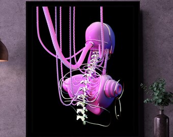 El Último Humano – Impresión de arte surrealista de ciencia ficción / Ilustración digital futurista / Arte mural cósmico postapocalíptico / Arte con memoria de ADN