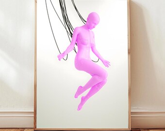 Génesis sintética: Desconectarse del sistema / Decoración de pared de ciencia ficción del futuro, descarga instantánea, decoración ciberpunk para el hogar, el nacimiento del ser humano robótico