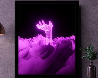 Manifestación del Egregor de la Tierra - Impresión digital de paisaje espiritual, Arte de la Mano de Luz, Decoración de Conciencia de la Tierra, Descarga instantánea