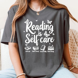 Reading Is Self-Care Shirt | Bookish Mental Health Shirt Book A Day Retro Shirt Read More Book Lover Bookworm Romance Reader Book Addict