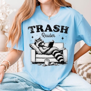 Smut Reader Shirt | Bookish Raccoon Shirt, Trash Reader Romance Goblincore Fan, Gift For Book Lover, Funny Bookish Tee, Smutty Books Fan Art