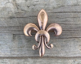 antique 10k gold watch pin Fleur de Lis