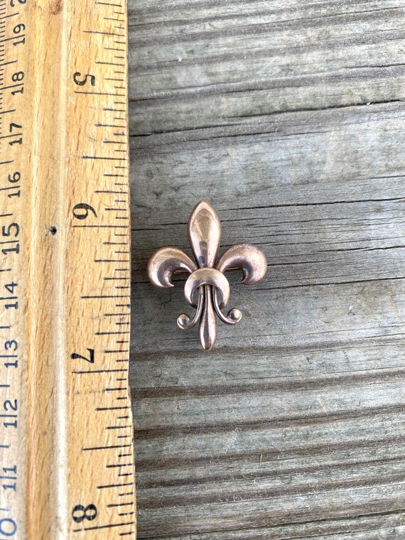 antique 10k gold watch pin Fleur de Lis - image 6