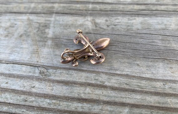 antique 10k gold watch pin Fleur de Lis - image 4