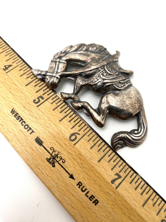 Vintage Sterling Silver horse brooch pin bucking b