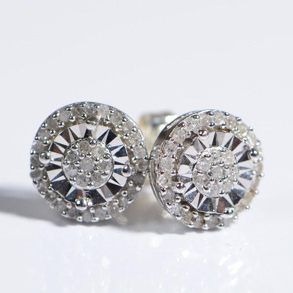 Diamond Stud Earrings, 0.50ct, 14K White Gold Over Sterling Silver
