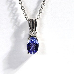 Tiny Tanzanite And White Topaz Dainty Pendant  Gemstone Purple Natural Tanzanite Sterling Silver 20 inch