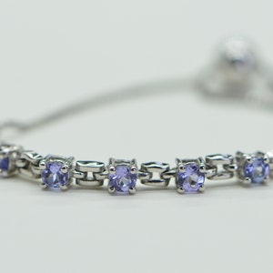 Natural Tanzanite Bracelet  Bolo Adjusted Bracelet in Platinum Over 925 Sterling Silver multi stone Gemstone Bracelet Birthstone