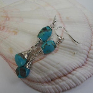 Sleeping Beauty Turquoise Sterling Silver Earrings . Dangle Earrings. Turquoise Sterling Silver Earrings. by Trendydeals