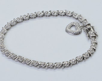 Rhinestone Tennis Bracelet 50s Glamor Gal VLV Rockabilly Prong Set Rhinestones