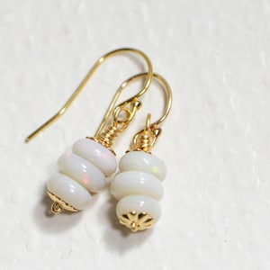 Australian Solid White Opal Earrings 14K Gold Filled Earrings Birthday gift