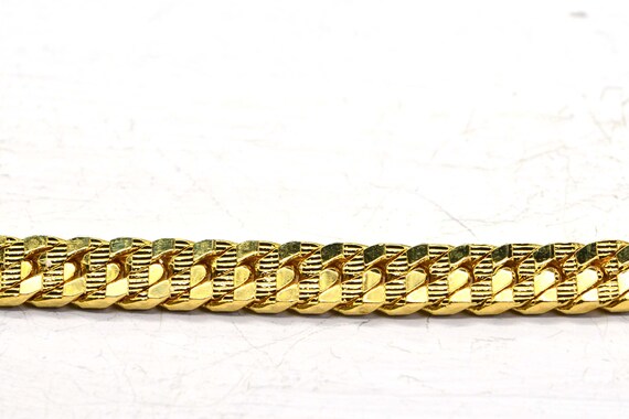 14K Yellow Gold Plated Heavy Flat Cuban Texture W… - image 2