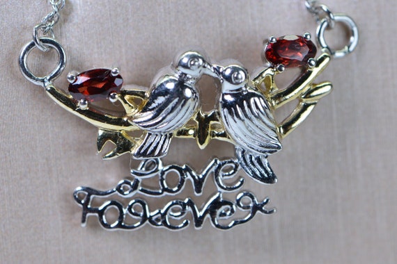 Two Birds Kiss Pendant Necklace Sterling silver a… - image 1