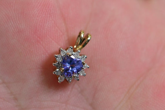 Natural Tanzanite and Diamond Heart Pendant Tiny … - image 3