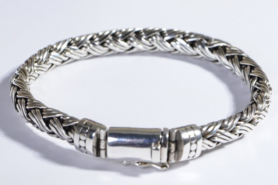 Herringbone Mens Silver Bracelet, Viking Bracelet Wea… - Gem