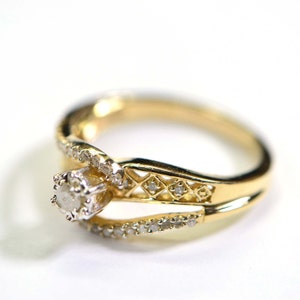 Vintage Gold and Diamond Engagement Ring Natural Diamond Gold Vermeil Ring For Women