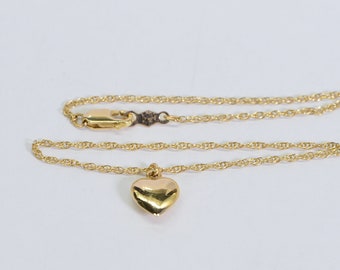 Real 14K Gold Chain With Heart Anklet Bracelet Dainty Dangle Heart Anklet Delicate Solid 14K Gold Bracelet Anklet