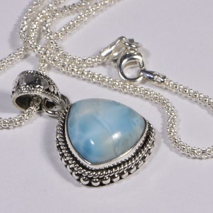 Larimar Pendant Sterling Silver Jewelry Natural LarimarJewelry Handmade Turquoise jewelry
