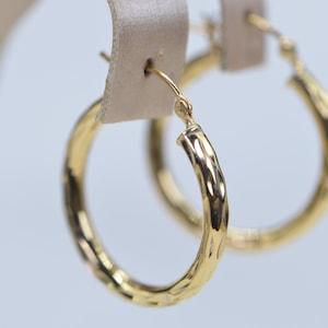 Real 14K Gold Finished Twisted Hoop Earrings Hollow Thick Large Hoops 40 mm  Boho Hoop Earrings Gold Hoop Earrings Vintage Design Circle ear