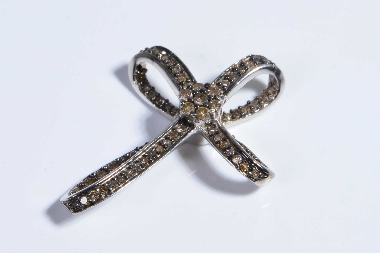 Chocolate Diamond Cross Pendant Sterling Silver Birthstone Etsy