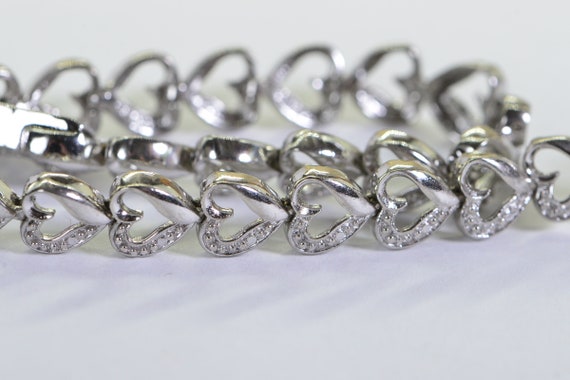 Natural Diamond Tennis Bracelet Hearts Bracelet w… - image 2