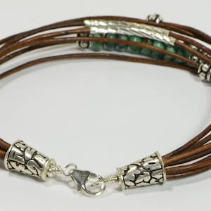 Nevada Turquoise Leather bracelet Multi Strand Bracelet Bangle Bracelet Boho Jewelry Hippie Bracelet image 3