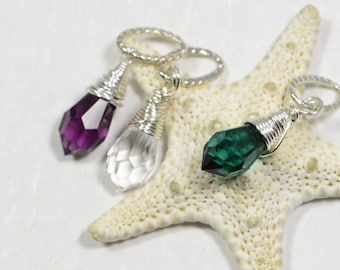 Wire Wrapped Swarovski Crystal Briolette Single Pendant Pick up Color