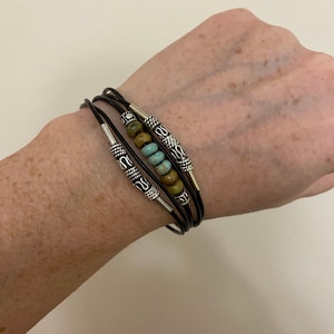 Australian Gaspeite bracelet Turquoise Multi Stone  Multi Strand Bracelet Bangle Bracelet Boho Jewelry Hippie Bracelet