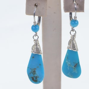 Sleeping Beauty Turquoise Sterling Silver Earrings . Dangle Earrings. Turquoise Sterling Silver Earrings. by Trendydeals