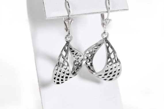 Solitary Sterling silver basket Dangle Earrings - image 6