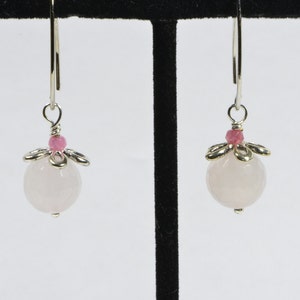 Rose Quartz Earrings Silver Dangle Earrings Handmade Earrings image 5