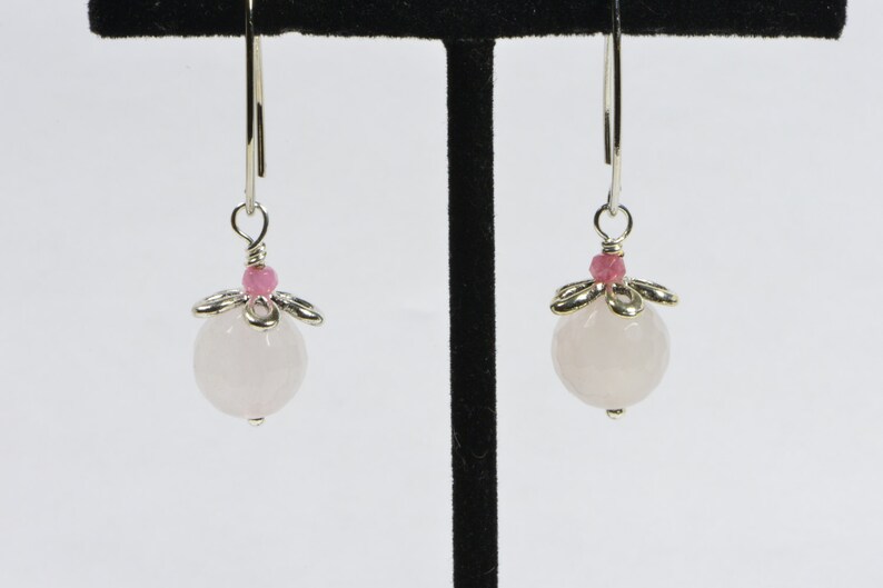Rose Quartz Earrings Silver Dangle Earrings Handmade Earrings image 5