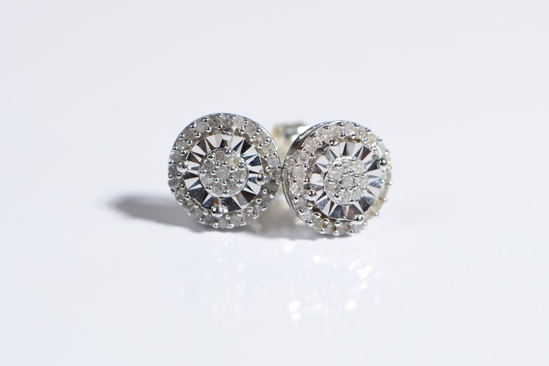Diamond Stud Earrings, 0.50ct, 14K White Gold Over Sterling Silver