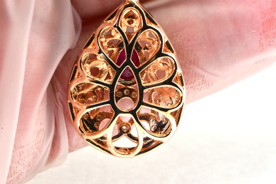 Natural Ruby and Diamond Rose Gold Necklace Penda… - image 9
