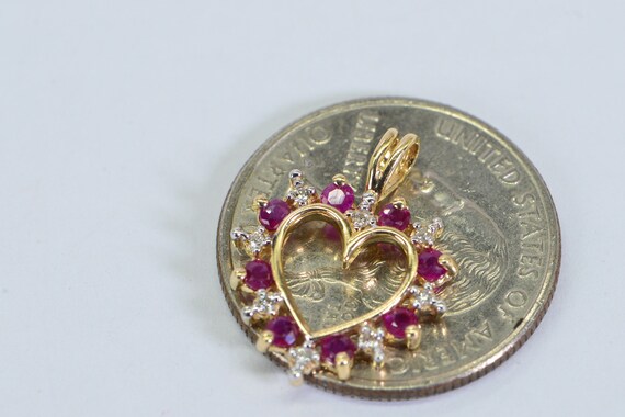 10K Gold Heart Style Genuine  Ruby & Diamond - image 5