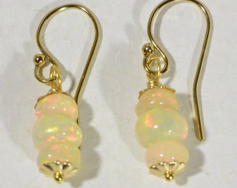 Ethiopian Opal Dangle Earrings, 14K Gold Filled Wire