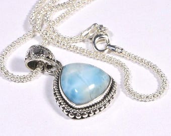 Larimar Pendant Sterling Silver Jewelry Natural LarimarJewelry Handmade Turquoise jewelry