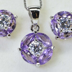 Rose De France Stud Earrings Flower Design Matched set Pendant Earrings  Sterling Silver