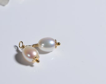 14K Gold Filled White  Pearl Pendant Baroque Pearl Drop Pearl Wedding Bridesmaid Gift Ideas Gemstone Pendant