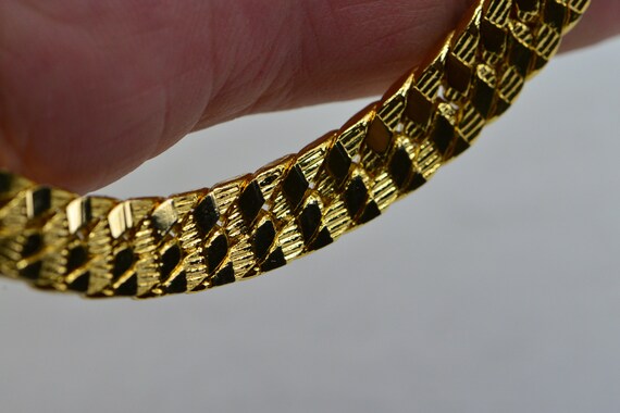 14K Yellow Gold Plated Heavy Flat Cuban Texture W… - image 3