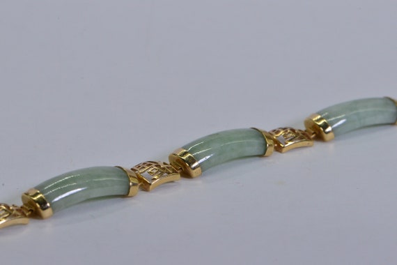 Lucky Chinese Jade 14K Solid Gold  Bracelet Light… - image 4